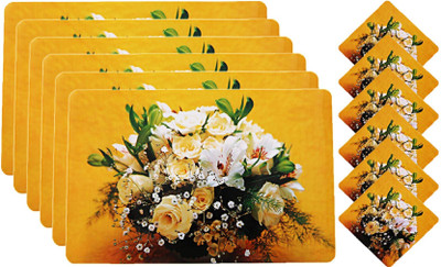 KUBER INDUSTRIES Rectangular Pack of 6 Table Placemat(Yellow, PVC)