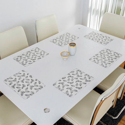 Heart Home Rectangular Pack of 6 Table Placemat(White, PVC)