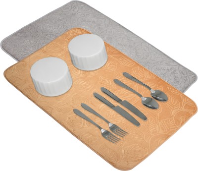 KUBER INDUSTRIES Rectangular Pack of 2 Table Placemat(Gold, Grey, Microfibre)