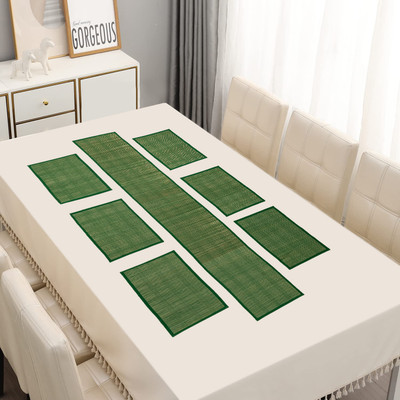 Haus Fabula Rectangular Pack of 7 Table Placemat(Light Green, River Grass)