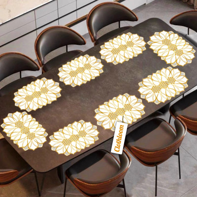 Clothloom Rectangular Pack of 8 Table Placemat(Gold, PVC)