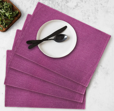 OASIS Rectangular Pack of 4 Table Placemat(Purple, Cotton)