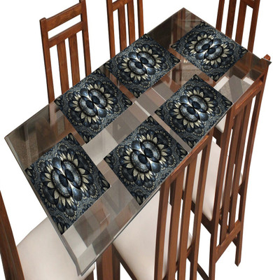 SANRAKSSHAN Rectangular Pack of 6 Table Placemat(Grey, PVC)
