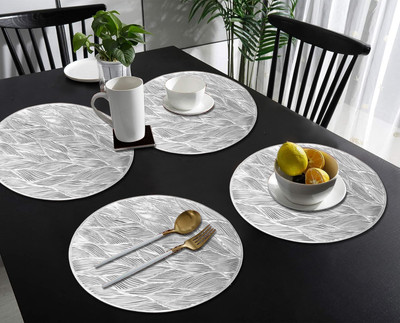 DPA Collection Round Pack of 4 Table Placemat(Silver, PVC)