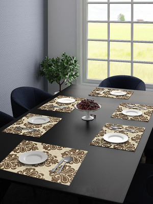 Saral Home Rectangular Pack of 6 Table Placemat(Beige, Velvet)