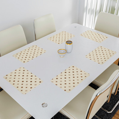 Heart Home Rectangular Pack of 6 Table Placemat(Yellow, PVC)