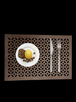 DECOLOGY Rectangular Pack of 8 Table Placemat(Brown, Leather)