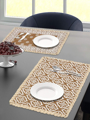 Saral Home Rectangular Pack of 2 Table Placemat(Beige, Cotton)