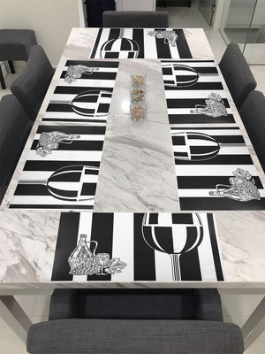 E-Retailer Rectangular Pack of 6 Table Placemat(Black, PVC)