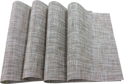 GOOD VIBES Rectangular Pack of 4 Table Placemat(Beige, Brown, Multicolor, PVC)