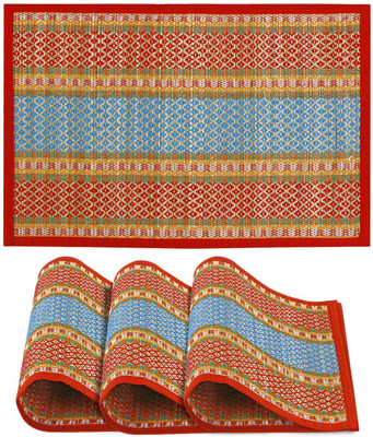 HOKiPO Rectangular Pack of 4 Table Placemat(Red, River Grass)