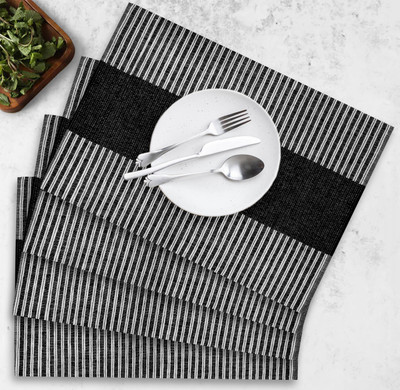 OASIS Rectangular Pack of 4 Table Placemat(Red, White, Cotton)