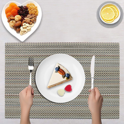DPA Collection Rectangular Pack of 2 Table Placemat(Gold, PVC)