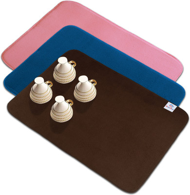 Heart Home Rectangular Pack of 3 Table Placemat(Multicolor, Microfibre)