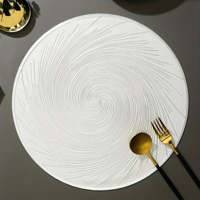 DPA Collection Round Pack of 1 Table Placemat(Silver, PVC)