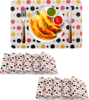 KUBER INDUSTRIES Rectangular Pack of 12 Table Placemat(Red, Yellow, PVC)