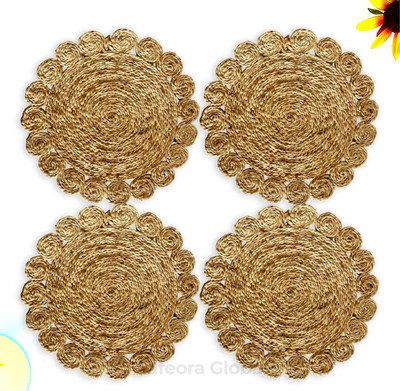 Safeora Global Round Pack of 4 Table Placemat(Beige, Jute)