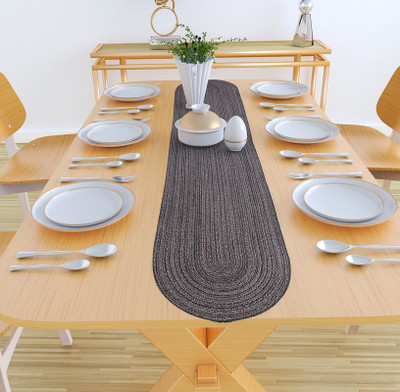 FLYER Oval Pack of 1 Table Placemat(Gold, Grey, White, Polyester, Polypropylene)