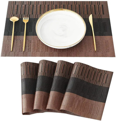 saw Square Pack of 2 Table Placemat(Brown, PVC)