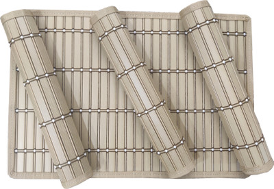 Saffrondecors Rectangular Pack of 4 Table Placemat(Beige, PVC)