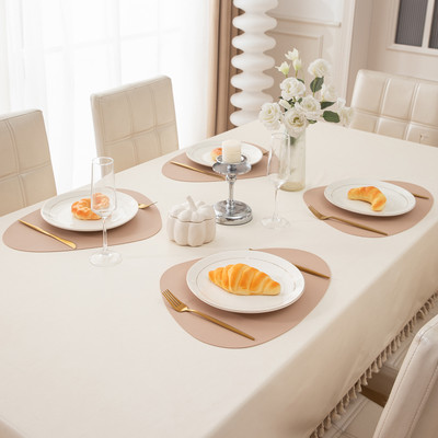 HOKiPO Oval Pack of 4 Table Placemat(Brown, Leather)