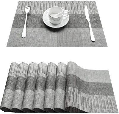 KitchEase Rectangular Pack of 7 Table Placemat(Grey, PVC)