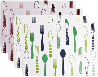 Besillia Rectangular Pack of 4 Table Placemat(Multicolor, Plastic)