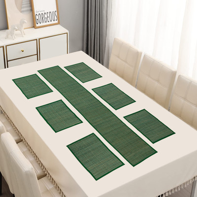 Haus Fabula Rectangular Pack of 7 Table Placemat(Green, River Grass)