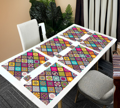 REVEXO Rectangular Pack of 6 Table Placemat(Multicolor, PVC)