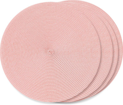 TIED RIBBONS Round Pack of 4 Table Placemat(Peach, Plastic)