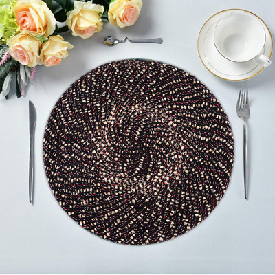 KUBER INDUSTRIES Round Pack of 1 Table Placemat(Brown, Cotton)