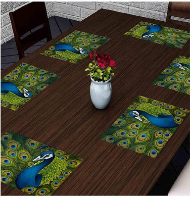 Sosha Rectangular Pack of 6 Table Placemat(Green, Plastic)