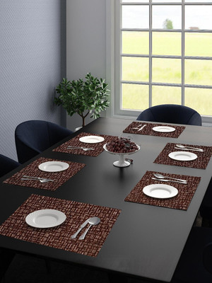 Saral Home Rectangular Pack of 6 Table Placemat(Brown, Velvet)