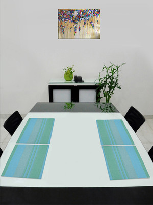 Saral Home Rectangular Pack of 4 Table Placemat(Green, Cotton)