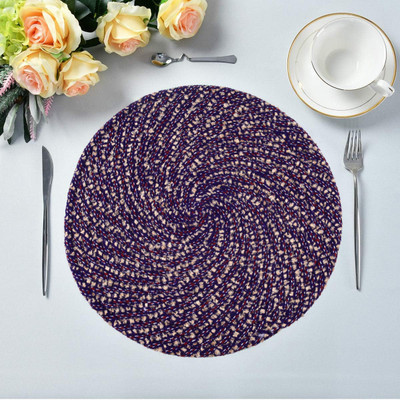 KUBER INDUSTRIES Round Pack of 1 Table Placemat(Purple, Cotton)