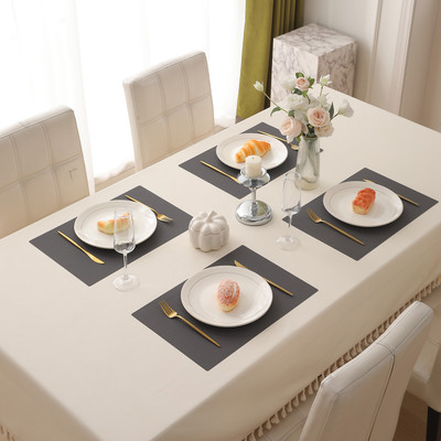 HOKiPO Rectangular Pack of 4 Table Placemat(Grey, Polypropylene)