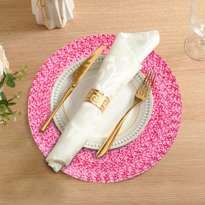 LADLI JEE Round Pack of 1 Table Placemat(Pink, Polyester)