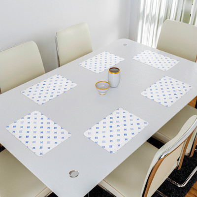Heart Home Rectangular Pack of 6 Table Placemat(White, PVC)