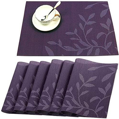 EERAV Rectangular Pack of 4 Table Placemat(Purple, PVC)