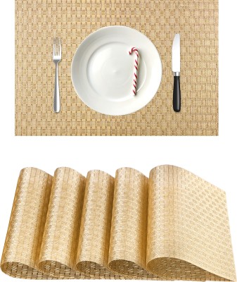 KUBER INDUSTRIES Rectangular Pack of 6 Table Placemat(Gold, Polyester)