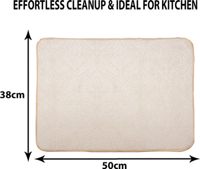 Heart Home Rectangular Pack of 2 Table Placemat(Yellow, Microfibre)