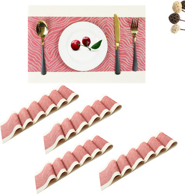 YELONA Rectangular Pack of 24 Table Placemat(Red, Beige, PVC)