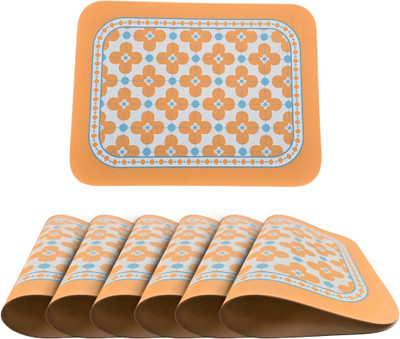 Lellow Rectangular Pack of 6 Table Placemat(Orange, Light Blue, Leather)
