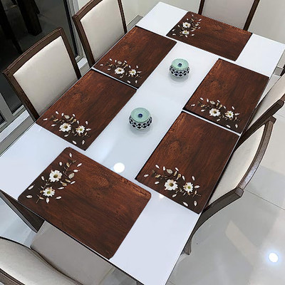 SANRAKSSHAN Rectangular Pack of 6 Table Placemat(Brown, PVC)