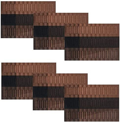 LILA ENTERPRISE Rectangular Pack of 6 Table Placemat(Brown, Black, PVC)