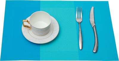 HS WORLD Rectangular Pack of 1 Table Placemat(Blue, PVC)