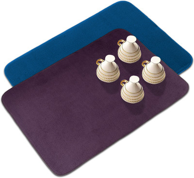 KUBER INDUSTRIES Rectangular Pack of 2 Table Placemat(Blue, Purple, Microfibre)
