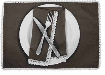 Vargottam Rectangular Pack of 6 Table Placemat(Grey, Black, Cotton)