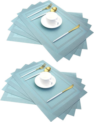 Naidev Rectangular Pack of 8 Table Placemat(Blue, PVC)