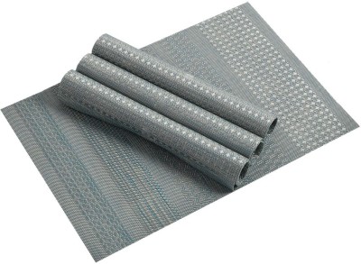 YELLOW WEAVES Rectangular Pack of 4 Table Placemat(Grey, Blue, PVC)